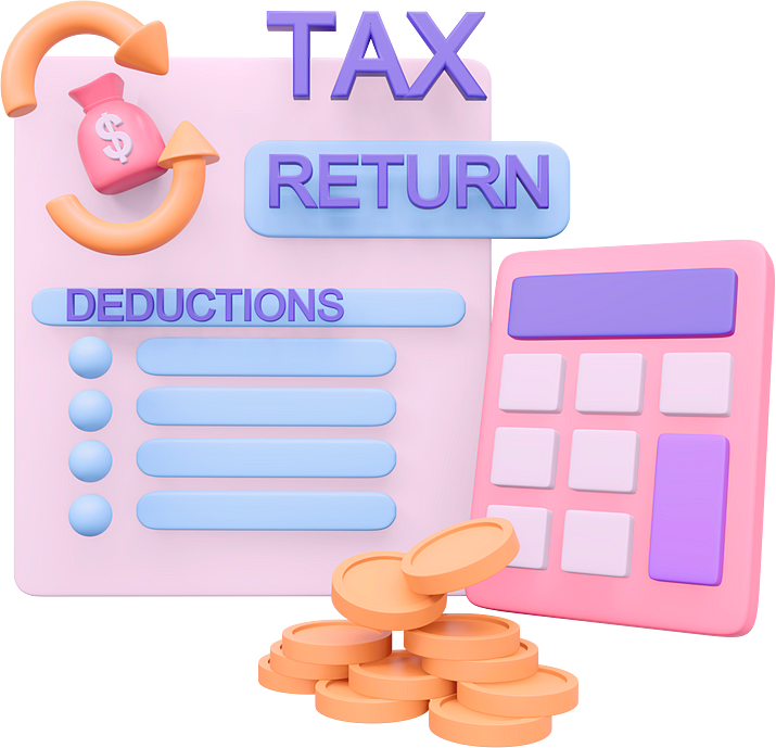 3d render tax return calculation concept
